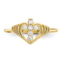 10K Yellow Gold CZ Cross Ring view 5