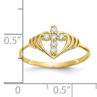 10K Yellow Gold CZ Cross Ring view 3