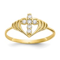 10K Yellow Gold CZ Cross Ring view 1