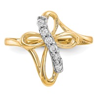 10K Yellow Gold CZ Cross Ring view 5