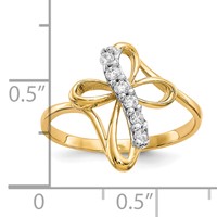 10K Yellow Gold CZ Cross Ring view 3
