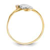 10K and White Rhodium Praying Hands CZ Ring with Cross view 2