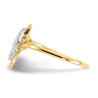 10K and White Rhodium Praying Hands CZ Ring with Cross view 4