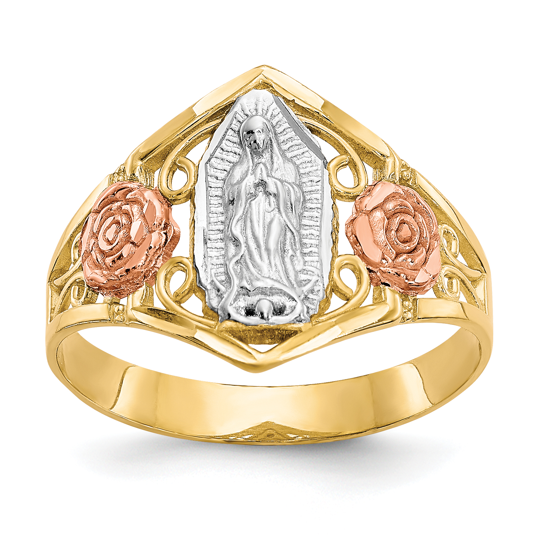 10k Two-tone & Rhodium Our Lady of Guadalupe Ring (10C1288)