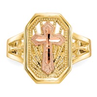 10K Two-tone Filigree Cross Ring view 5