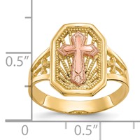 10K Two-tone Filigree Cross Ring view 3