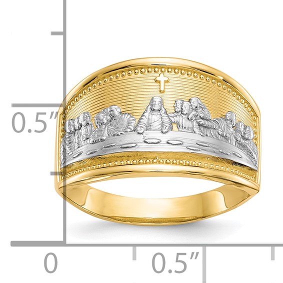 10k & Rhodium Ladies Last Supper Ring