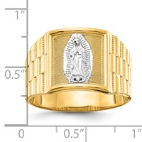 IB Goodman 10K and White Rhodium Mens Our Lady of Guadalupe Ring view 3