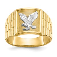 IB Goodman 10K and White Rhodium Mens Eagle Ring view 1