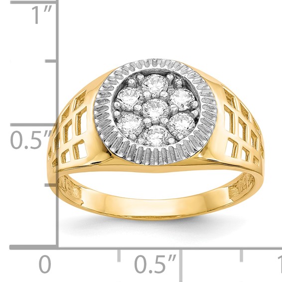 10K w/Rhodium Men'S CZ Cluster Ring