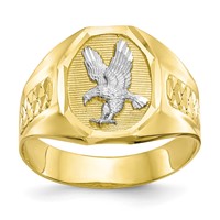 IB Goodman 10K and White Rhodium Mens Eagle Ring view 1