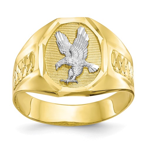 IB Goodman 10K and White Rhodium Mens Eagle Ring