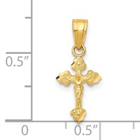 10K Yellow Gold Tiny Crucifix Pendant view 3