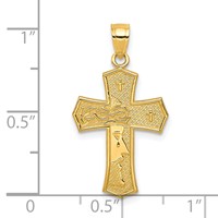 10K Yellow Gold Passion Cross Pendant with Jesus Face Reversible view 3