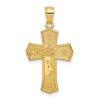 10K Yellow Gold Passion Cross Pendant with Jesus Face Reversible view 1