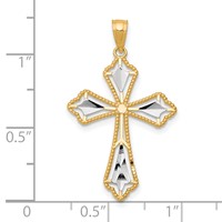 10K and White Rhodium Diamond-Cut Cross Pendant view 4