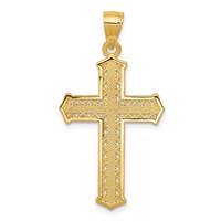 10K Yellow Gold Textured Cross Pendant view 4