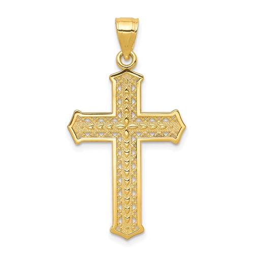 10K Yellow Gold Textured Cross Pendant