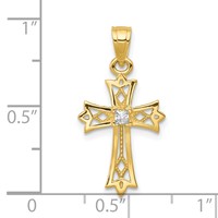 10K Yellow Gold CZ Cross Pendant view 3