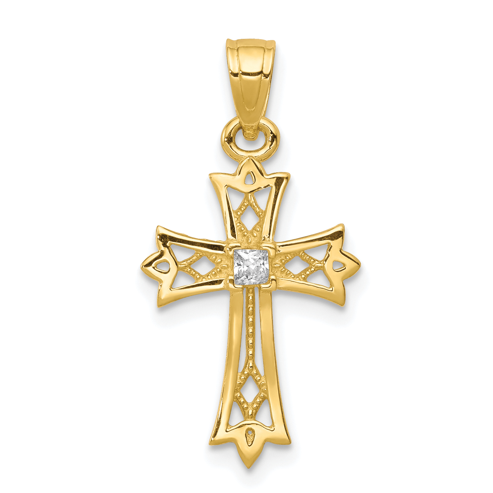 10k CZ Cross Pendant (10C1318)