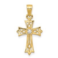 10K Yellow Gold CZ Cross Pendant view 1