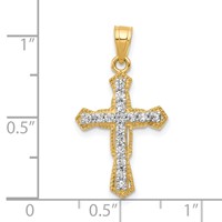 10K Yellow Gold CZ Cross Pendant view 3