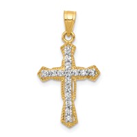 10K Yellow Gold CZ Cross Pendant view 1