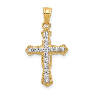 10k CZ Cross Pendant