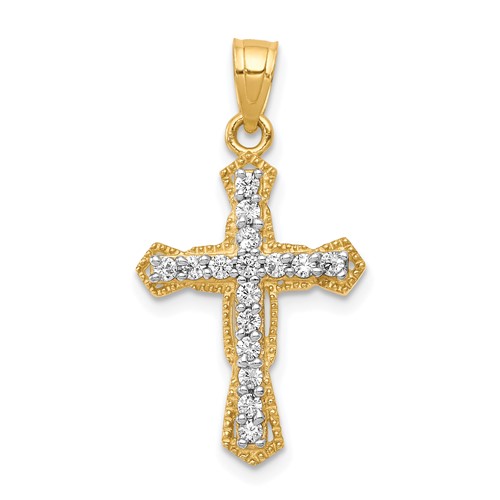 10K Yellow Gold CZ Cross Pendant