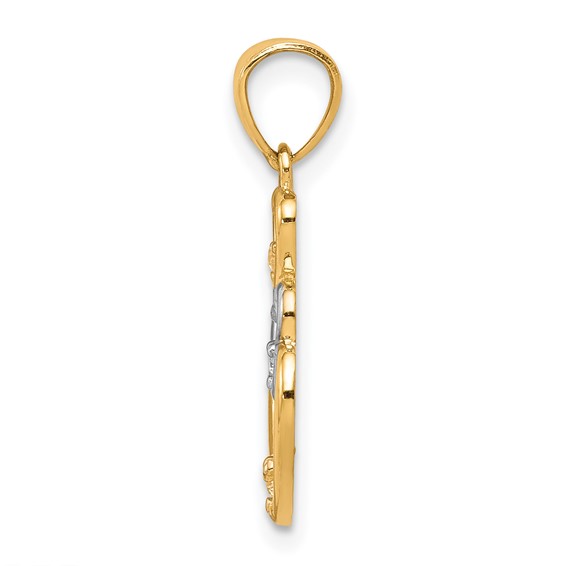 10K w/Rhodium CZ 3-Heart Pendant