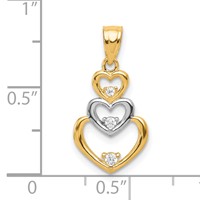 10K and White Rhodium CZ 3-Heart Pendant view 3