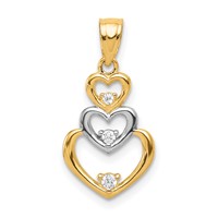 10K and White Rhodium CZ 3-Heart Pendant view 1