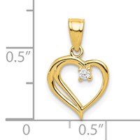 10K Yellow Gold CZ Heart Pendant view 3