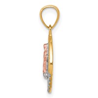 10K Two-Tone and White Rhodium CZ Round Our Lady of Guadalupe Pendant view 2