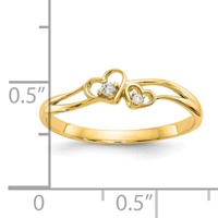 10K Yellow Gold Double Heart CZ Ring view 4