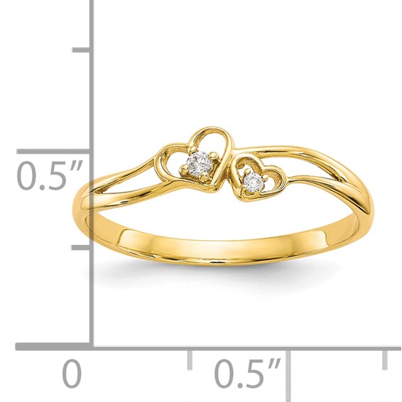 10k CZ Double Heart Ring