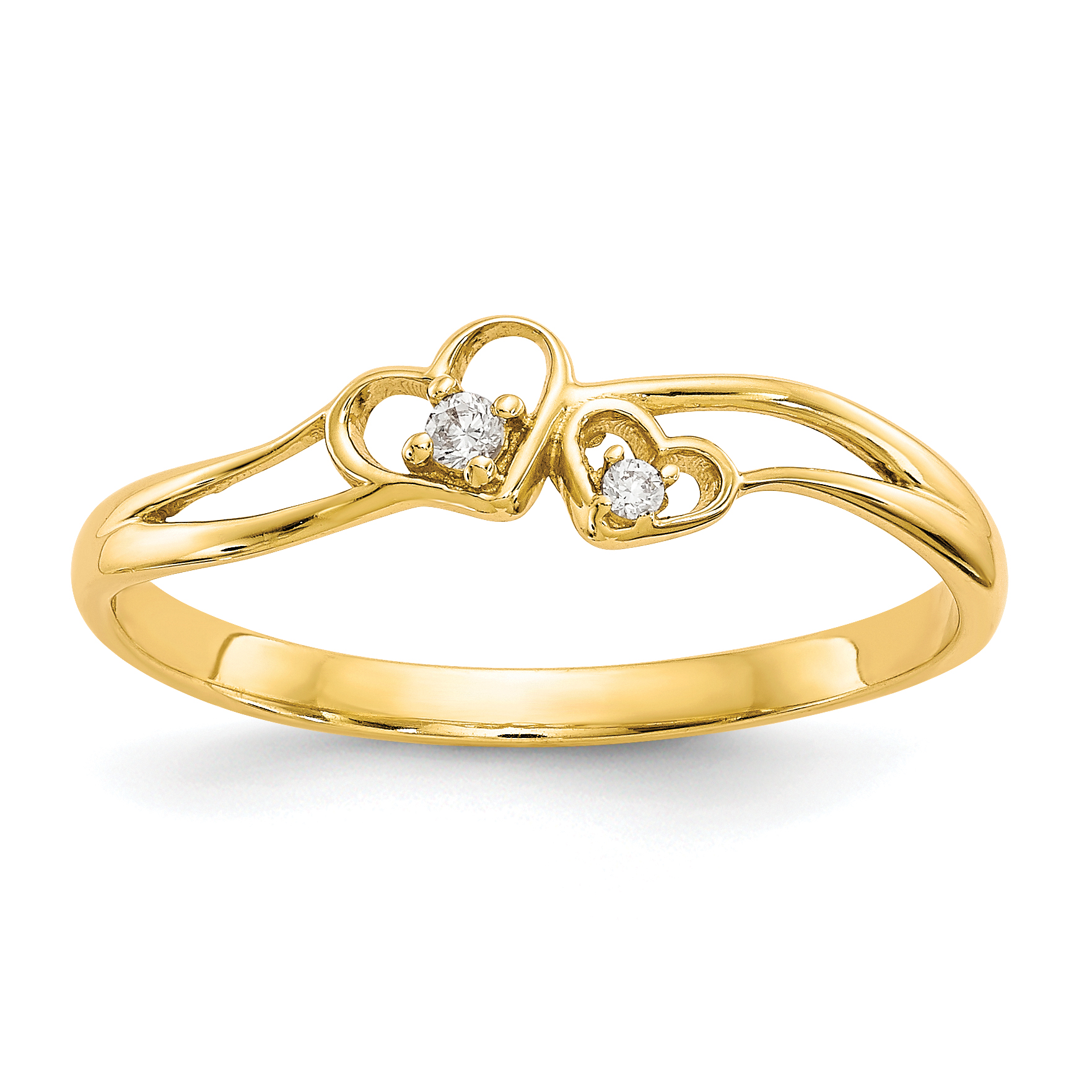 10k CZ Double Heart Ring (10C1338)