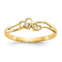 10K Yellow Gold Double Heart CZ Ring view 1