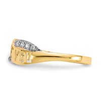 10K and White Rhodium CZ I Love You Ring view 3