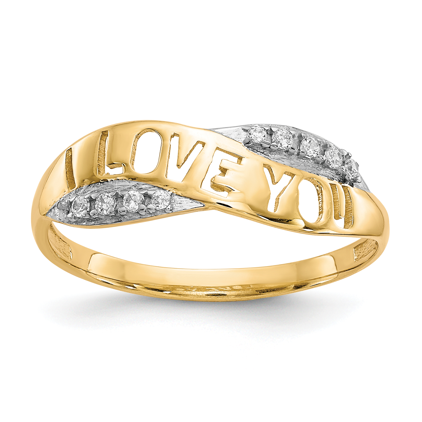 10K w/Rhodium CZ I LOVE YOU Ring (10C1339)