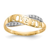 10K and White Rhodium CZ I Love You Ring view 1