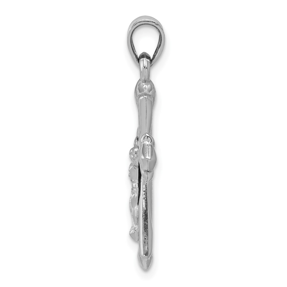 10k White Gold Reversible Crucifix /Cross Pendant (10C1341)