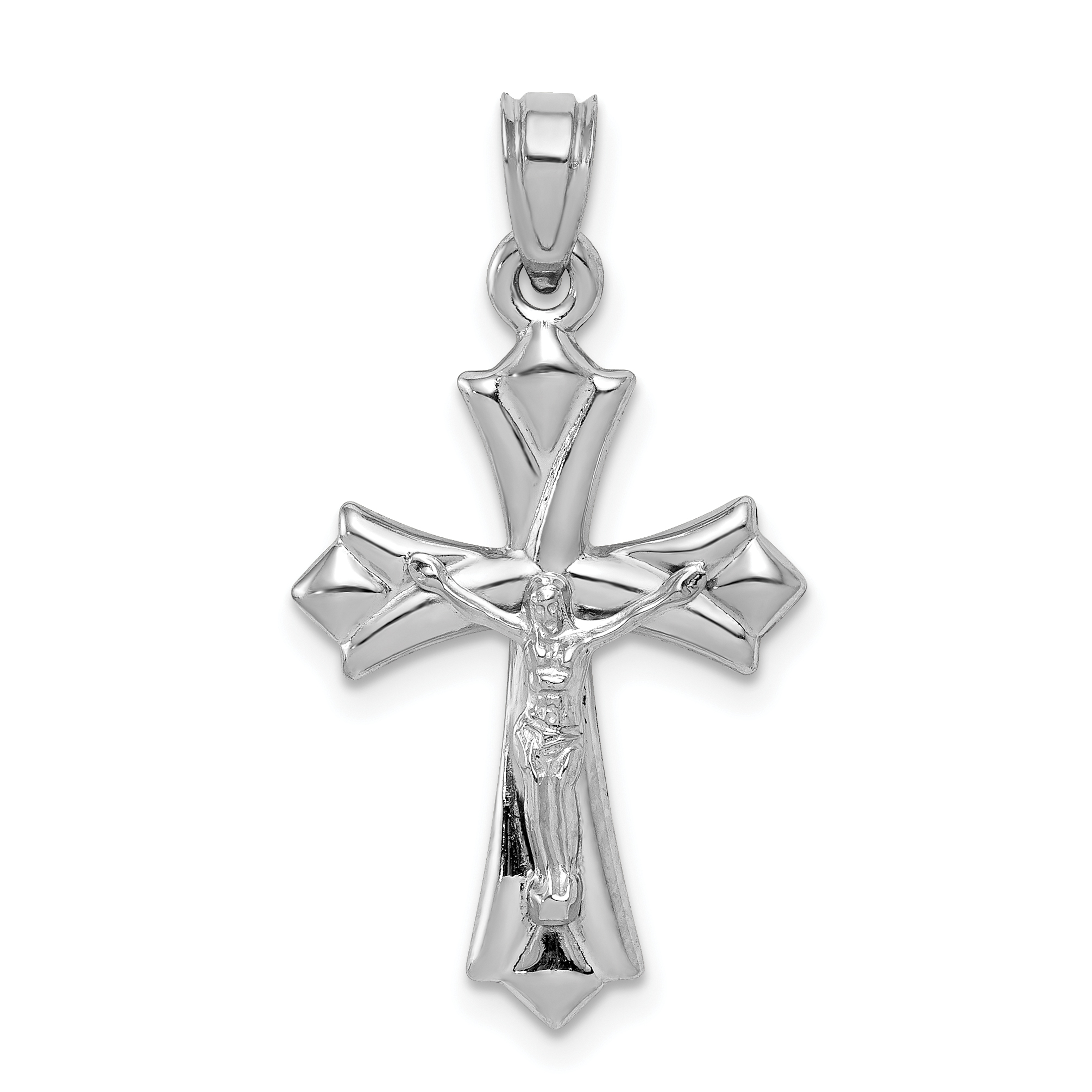 10k White Gold Reversible Crucifix /Cross Pendant (10C1341)