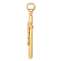 10K Yellow Gold Hollow Crucifix Pendant view 2