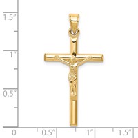 10K Yellow Gold Hollow Crucifix Pendant view 3