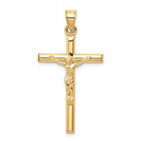 10K Yellow Gold Hollow Crucifix Pendant view 1