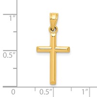 10K Yellow Gold Polished Solid Cross Pendant view 3