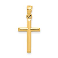 10K Yellow Gold Polished Solid Cross Pendant view 1