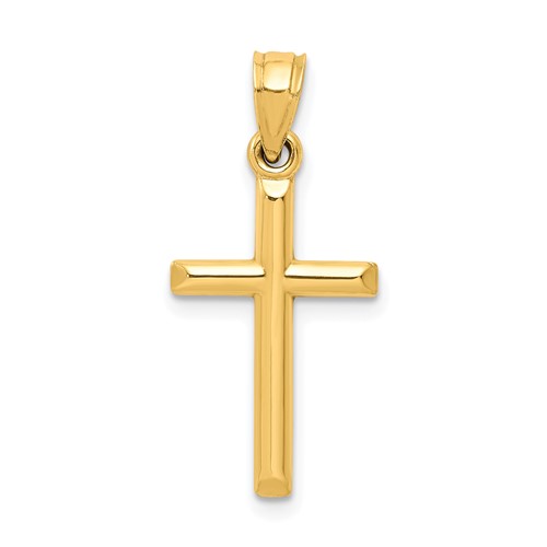 10K Polished Solid Cross Pendant