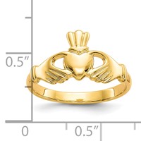 10K Polished Ladies Claddagh Ring view 3